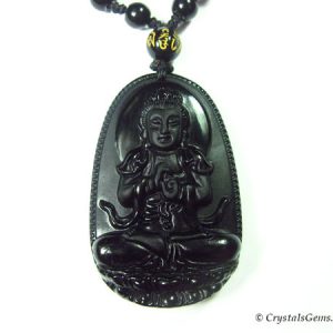 obsidian buddha pendant
